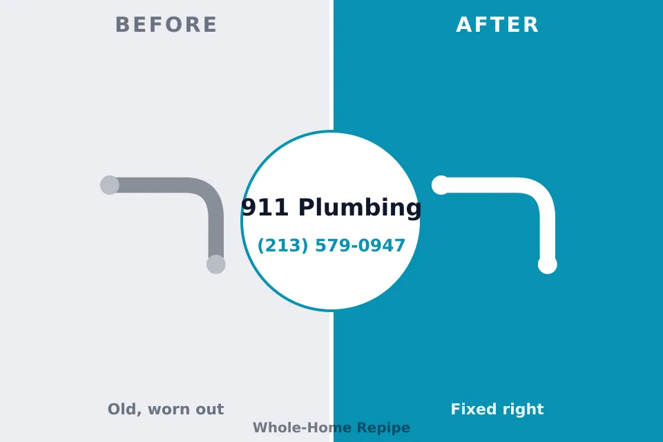 Before and after: plumbing repair Universal City, TX